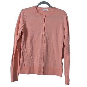 Gap women's long sleeve button down sweater, peach, size M